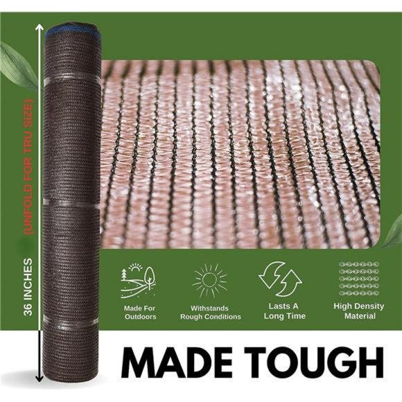 5'10" x 100 ft 60% Shade Cloth Roll, Greenhouse, Patio, Canopy (Brown) - Picture 2 of 6